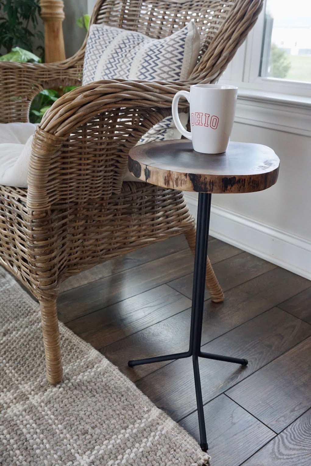 Live Edge Walnut W/Tripod Base - Drink Table/Plant Stand